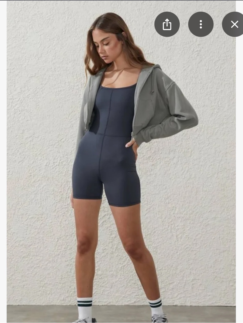 Cotton On Women's Ultra-Soft Bike Shorts Onesie - Charcoal Gray